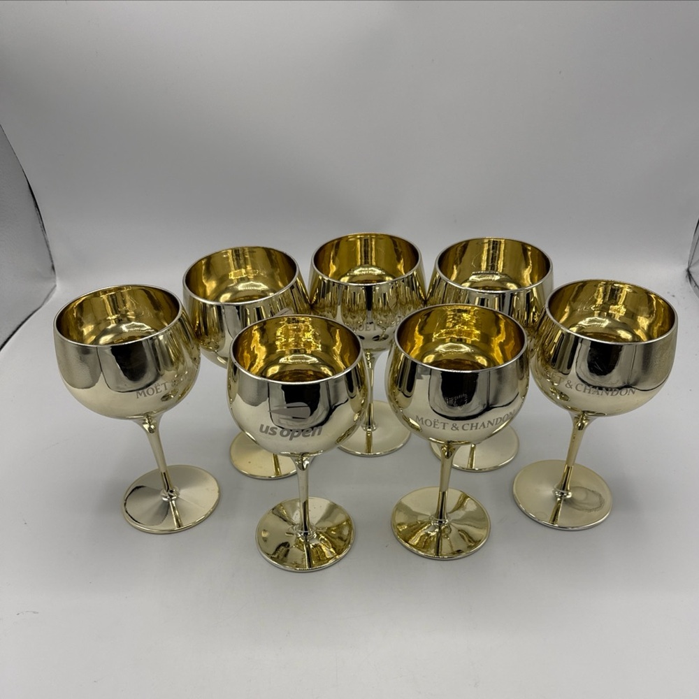 MOET & CHANDON X US OPEN SET OF 7 Gold Champagne Cups